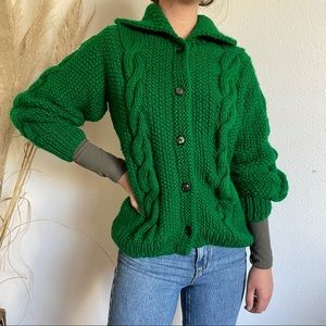 Vintage Green Handmade Women’s Cardigan